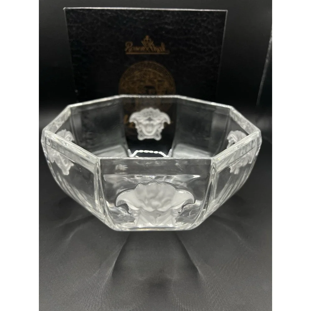 Stunning Rosenthal VERSACE Medusa Lumiere Round Crystal Bowl 7